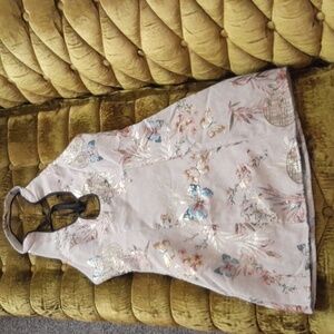 Eye Catching Tapestry Mini SHEIN Floral Halter Dress - Gold and Tan